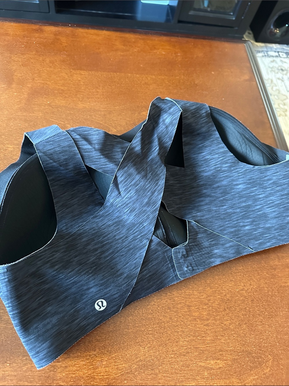 lululemon athletica Women's Black Heather sports bra- Cross-Back Support